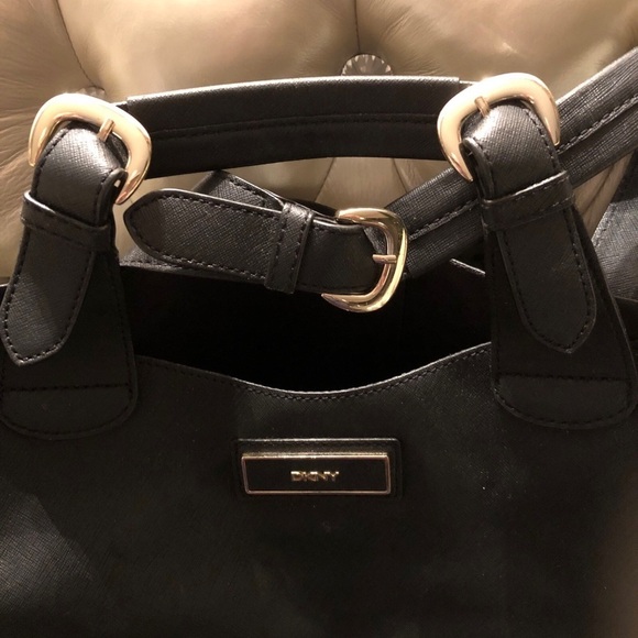 DKNY Black Leather Shoulder Hobo Bag - Picture 3 of 7